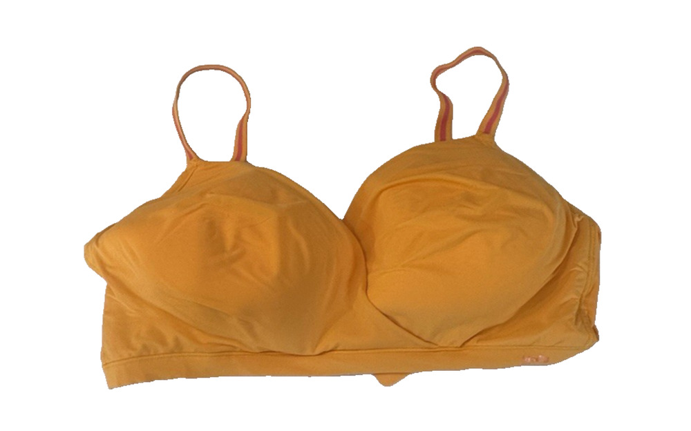 Kindly Women's Wireless Lightly Lined Clasp Back Bra Yellow Size XXL